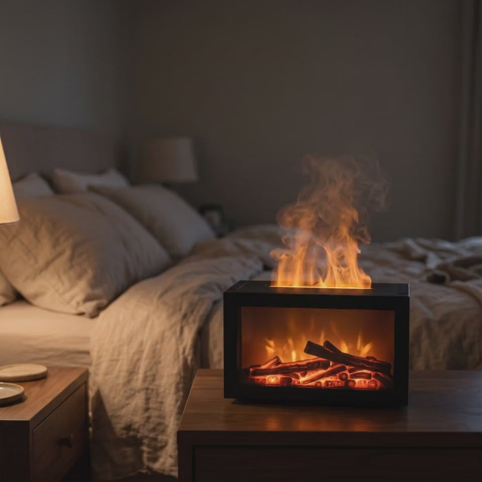 Chimenea Flamma en la mesita de noche